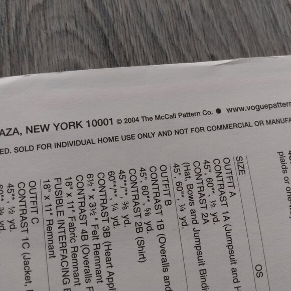 Vintage 15" Baby Doll Clothes Sewing Pattern Overalls Sleeper Jacket UNCUT Vogue - Picture 7 of 9